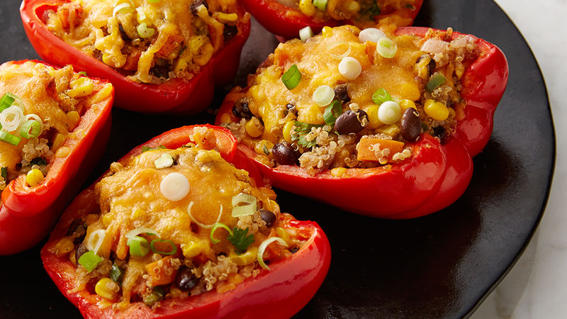 Quinoa and Black Bean Stuffed Peppers, one of nutritious gluten free snack